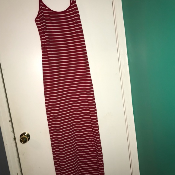open lace back dress Red Checkered Stripes Maxi Dress main image 0